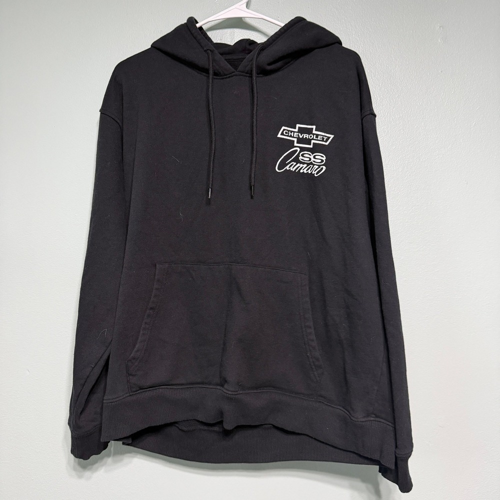 Chevrolet Mens L Hoodie Camaro SS Black Graphic Sweatshirt David Carey GM Racing